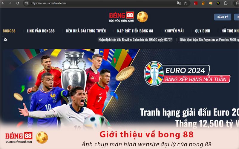 Ảnh chụp màn hình website đại lý của bong 88